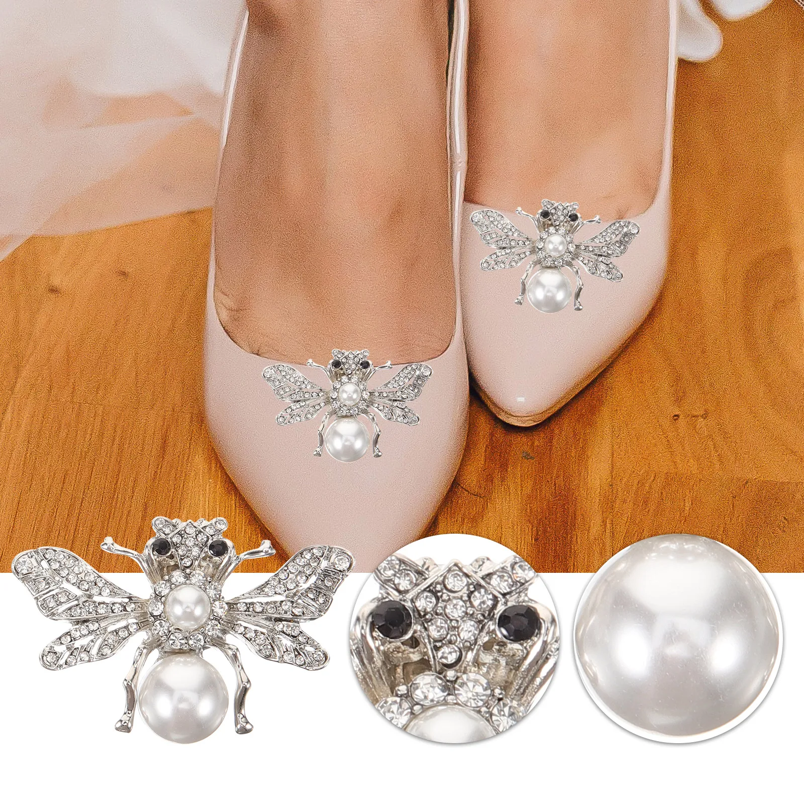 

1 Pair Bee Shape Shoe Clips For Brides Rhinestone Prom Shoe Buckle Durable Zinc Alloy Wedding Bridal Boot Decor Pumps Heel