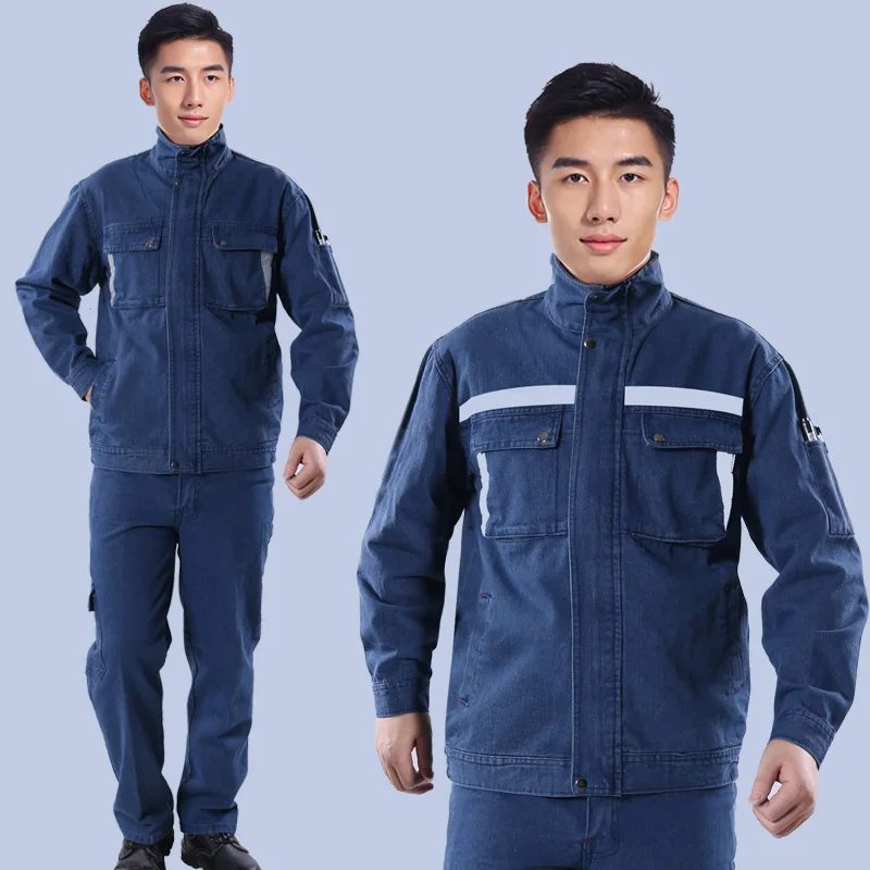 

Denim Work Clothing Set Reflective Safety Jeans Workwear Welding Suit Wear Resistant Worker Uniforms Miner Porter Worker Clothes