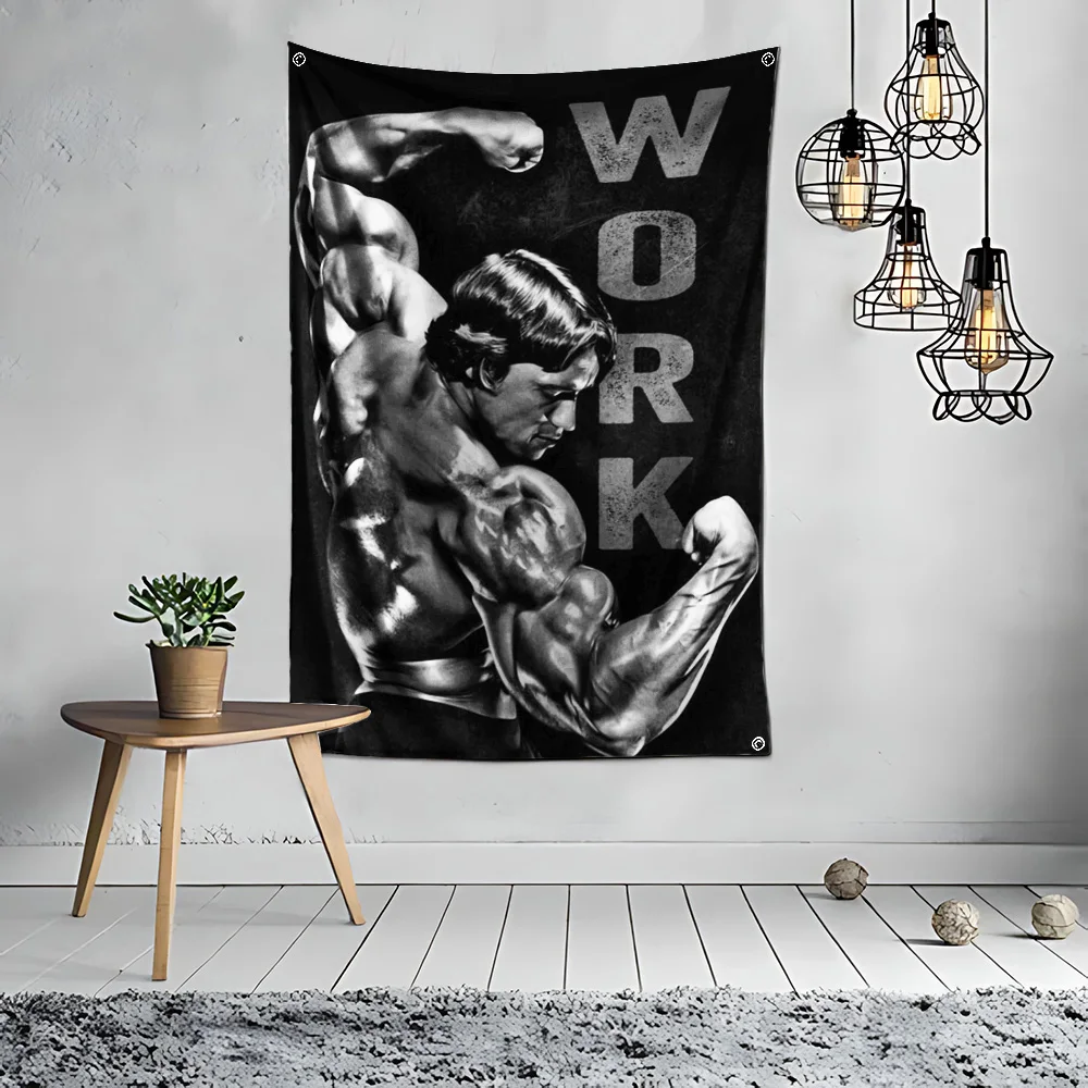 Ft Bodybuilding GYM Schwarzenegger Ronnie Flag Polyester Printing Banner for Garage Wall Out Door Decoration With Grommets