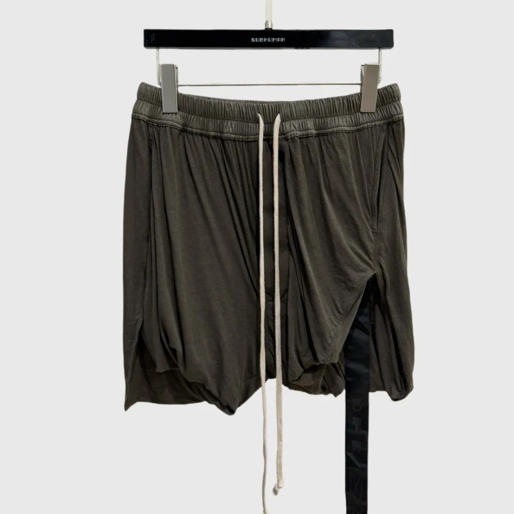 High Street Ro Summer Double-layer Thin Fabric Close Fitting Women's Slit and Ribbon Decoration Solid Color Versatile Shorts