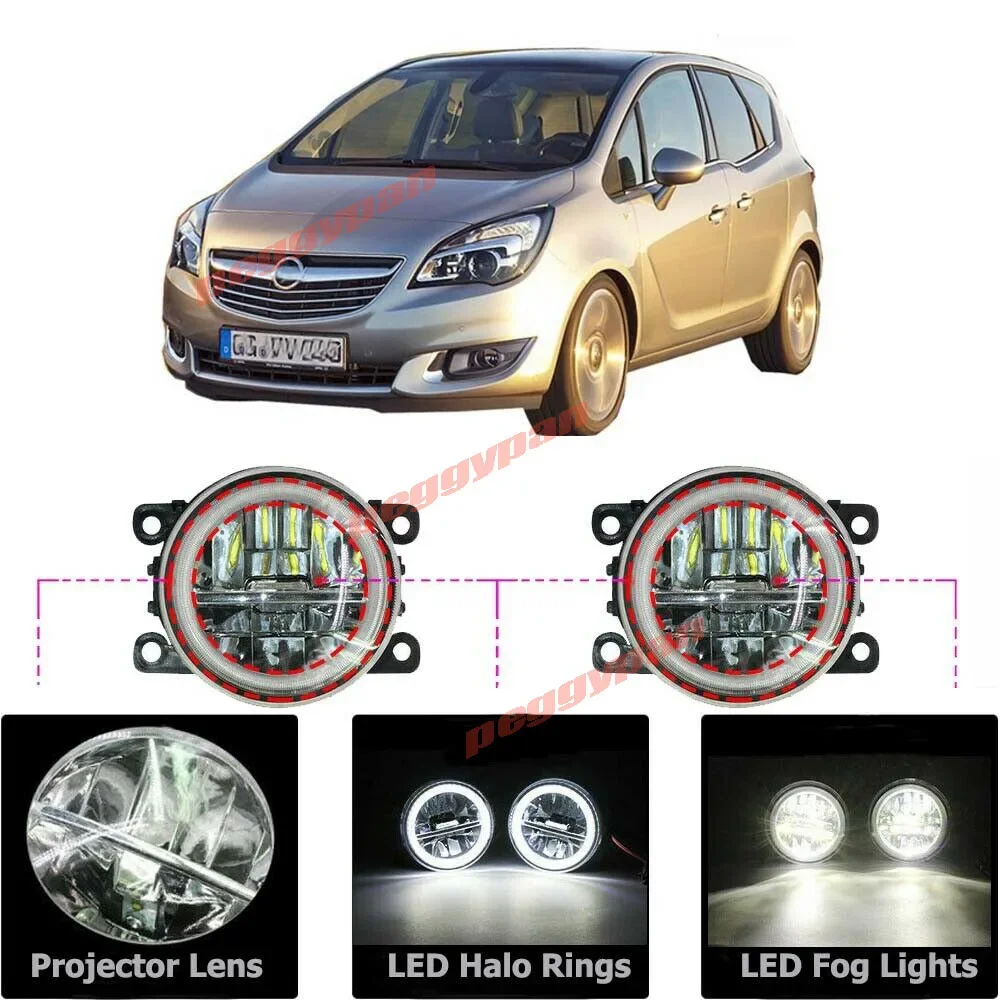 LED Fog Light Kit, Angel Eye Rings, HD Glass Lens, DRL Daytime Running Lamp, Fit for Opel Meriva A 2006-2010, New