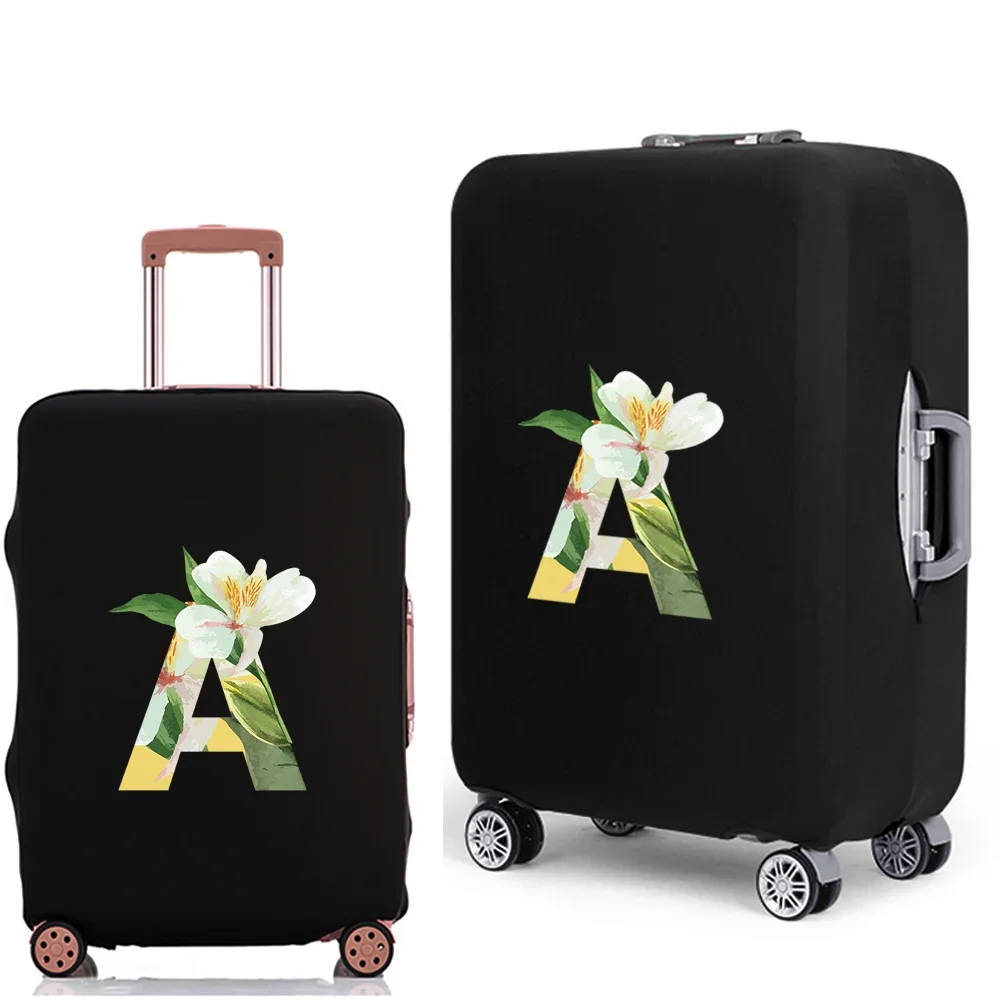 2022 Luggage Case Protective Cover Floral Letter Name Printed Travel Elastic Duffle Luggage Dust Cover for 18-28 Inch Suitcase