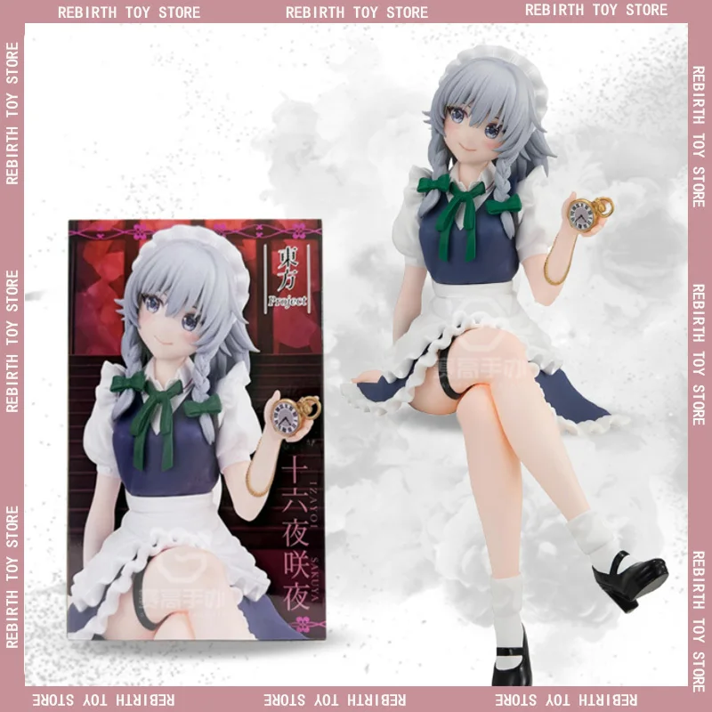 

14cm Genuine Furyu Touhou Project Action Figure Izayoi Sakuya Instant Noodles Press Pretty Girl Collection Ornament Gifts