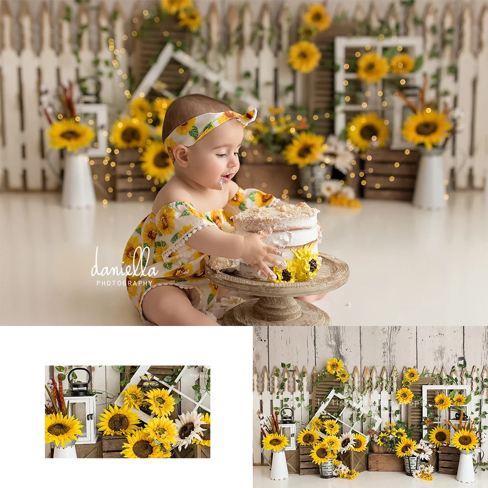 

Spring Sunflower Farm Backdrops Kids Baby Photography Child Adult Photocall Decors Garden Floral Cake Smash Backgrounds