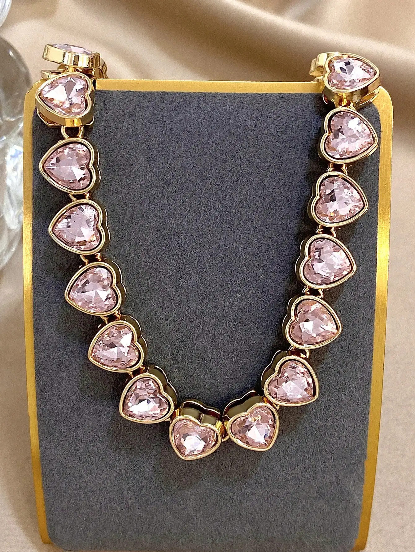 

Gold-Tone Heart Crystal Necklace for Women - Elegant Daily & Party Jewelry