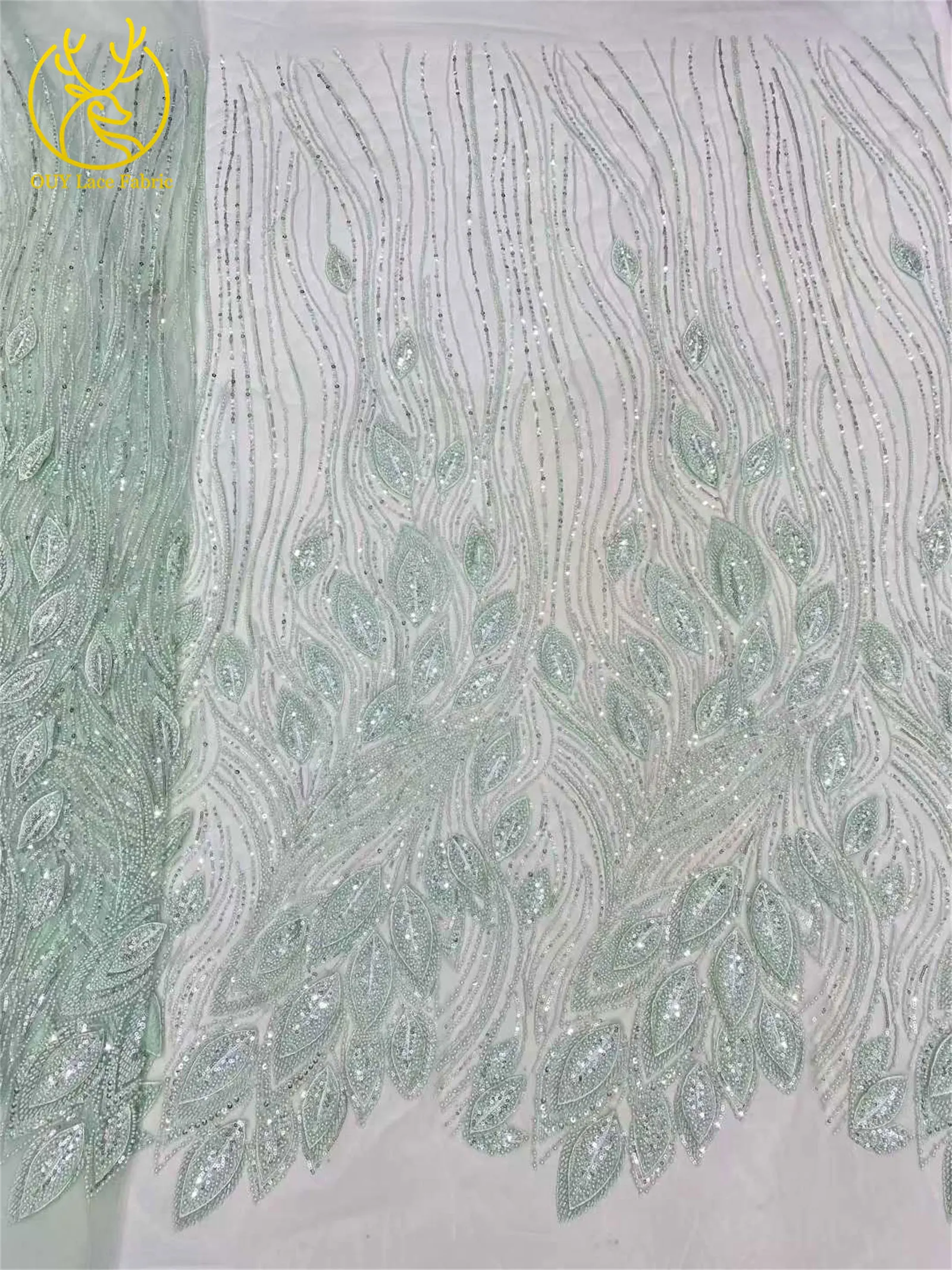 Luxuriöser französischer 3D-bestickter Perlen-Tüll-Spitzenstoff 2026 – Hochwertiger nigerianischer Pailletten-Spitzenstoff für Brautkleider und Hochzeitskleider – Detail 17