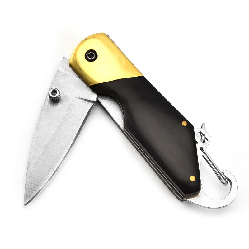 

Mini Folding Knife 5CR15MOV Steel blade Small Pocket Knife Copper handguard wood handle Outdoors Survival EDC Tool