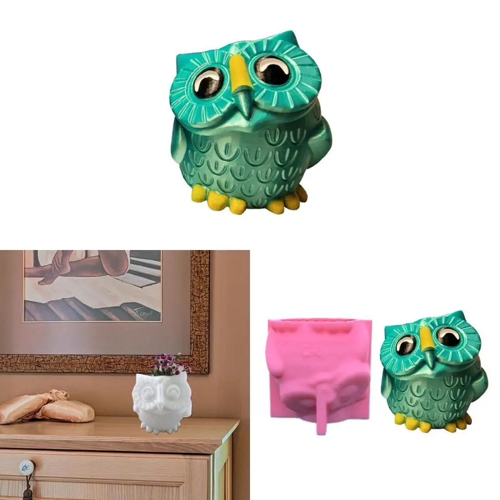 

Форма для цветочного горшка с совой, форма для эпоксидной смолы, держатель для горшка с сочными растениями, бетонная силиконовая