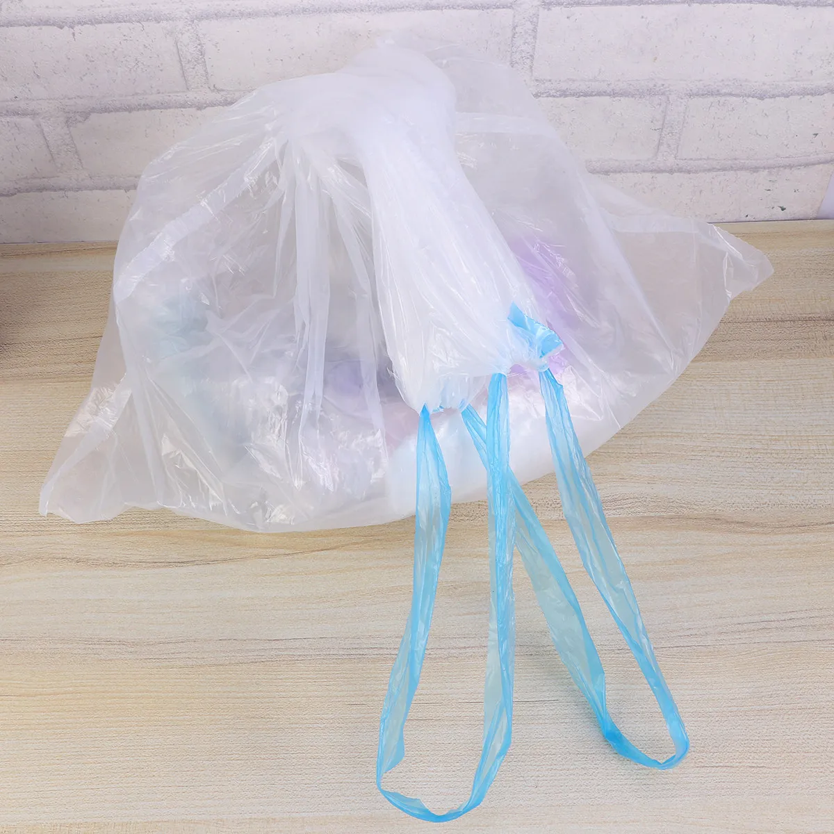 30pcs Kitchen Garbage Bags Thickened Material Drawstring Plastic Household Trash Easy Shrink Point Break Clean Sealing Knotting
