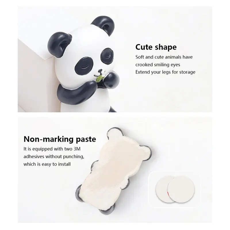 Cartoon Adhesive Hook Animal Resin Hook Wall Keychain Coat Rack Hanger Self-adhesive Animal Plug Holder Home Decor Hanger