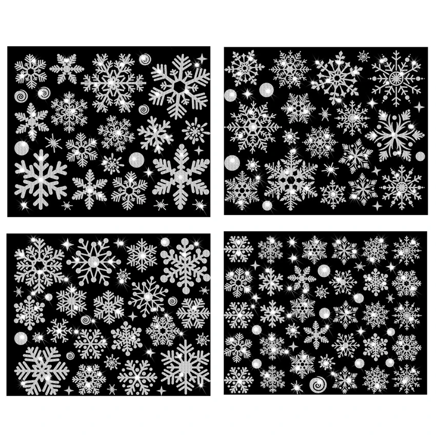 New Year wallpaper Christmas Glitter Snowflake Window Sticker electrostatic Wall Stickers Snowflake Door Glass Decor Decals