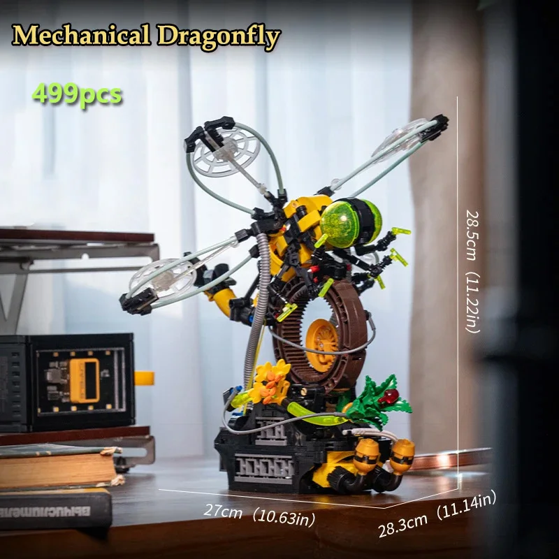 Conjunto de construção steampunk libélula moc de 548 peças-kit de modelo mecânico diy para adolescentes e adultos, decoração de mesa exclusiva, presente de feriado