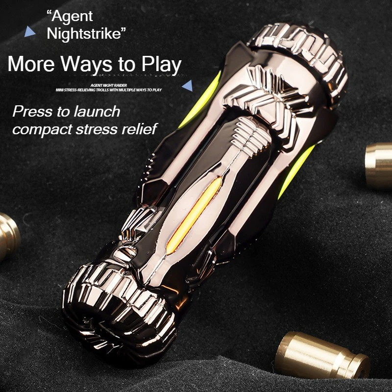 One-Touch Fire Alloy Mini Blaster Fidget Spinner Launcher with Safe Plastic Ammo Stress Relief Finger Toy Shooting Game Gift Set