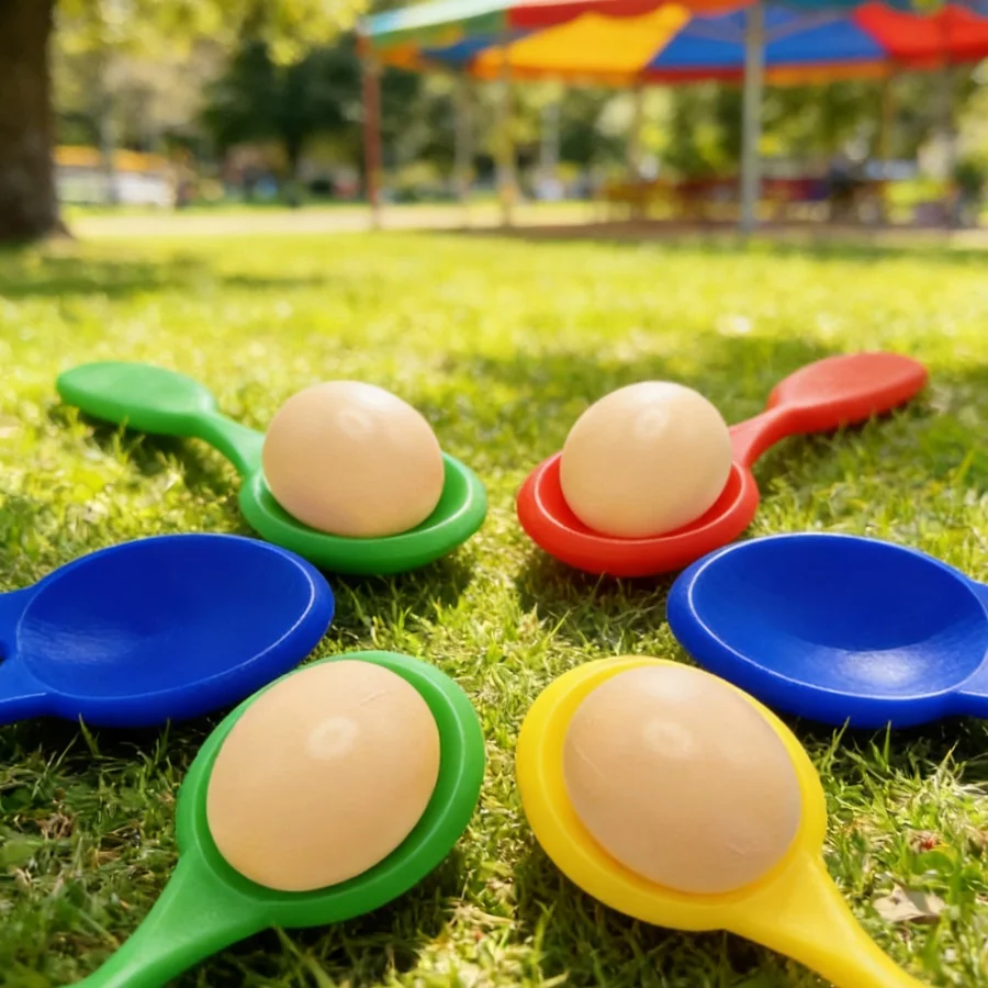 

1 шт. (Набор из 4 игровых мячей) Интерактивная игра «Яйцо и ложка» - Реквизит для командных игр на свежем воздухе, испытаний на баланс и скорость