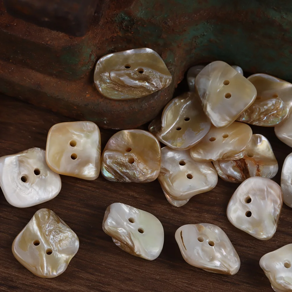 10Pcs/set Irregular Shape Natural Shell Buttons with Two Holes for DIY Clothing Accessories Etc