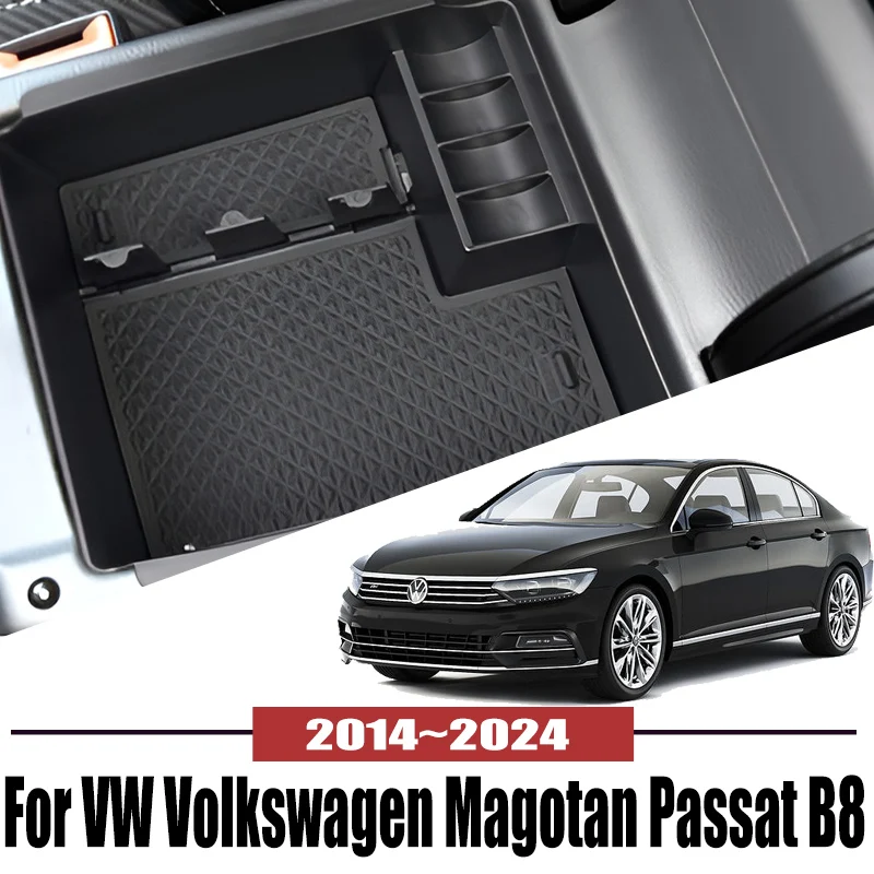 

For VW Volkswagen Magotan Passat B8 2014~2024 Car Central Armrest Storage Box Holder Console Organizer Auto interior Accessories