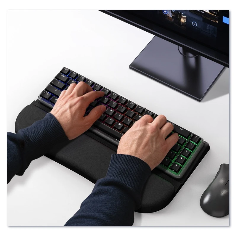 Ergonomischer Tastaturständer mit Silikon-Handballenauflage, Neigbarer Desktop-Ständer für Mechanische Tastaturen, Büro und Gaming, Schwarz-Grau – Detail 3