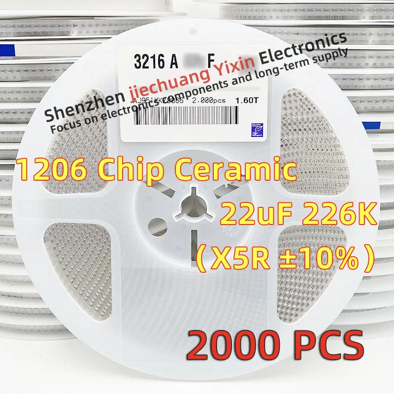 Chip Ceramic Capacitor 1206 22UF 6.3V 10V 16V 25V 10% 226K accuracy X5R material 3216 Capacitance 2000pcs
