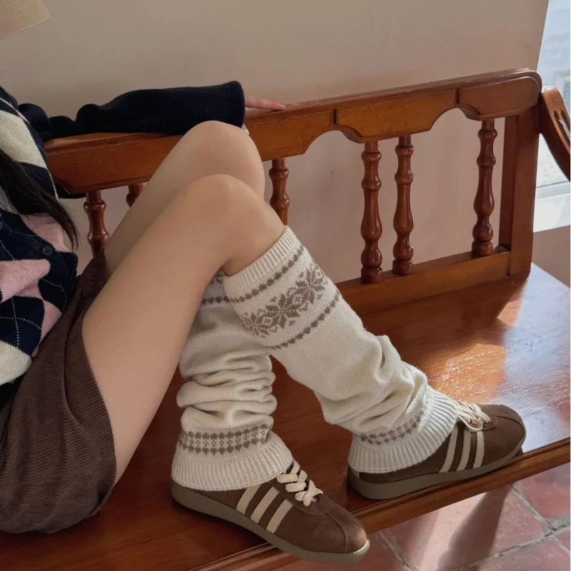

Wool Leg Warmers Women Autumn and Winter Warm Knitted Foot Cover Knee Socks JK Lolita Girls Long Socks Stockings Leg Warmers
