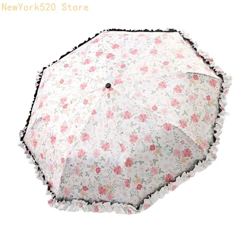Floral Print Umbrella with Clasp For Outdoor Travel And Daily Use Multiple Color for Women N84C