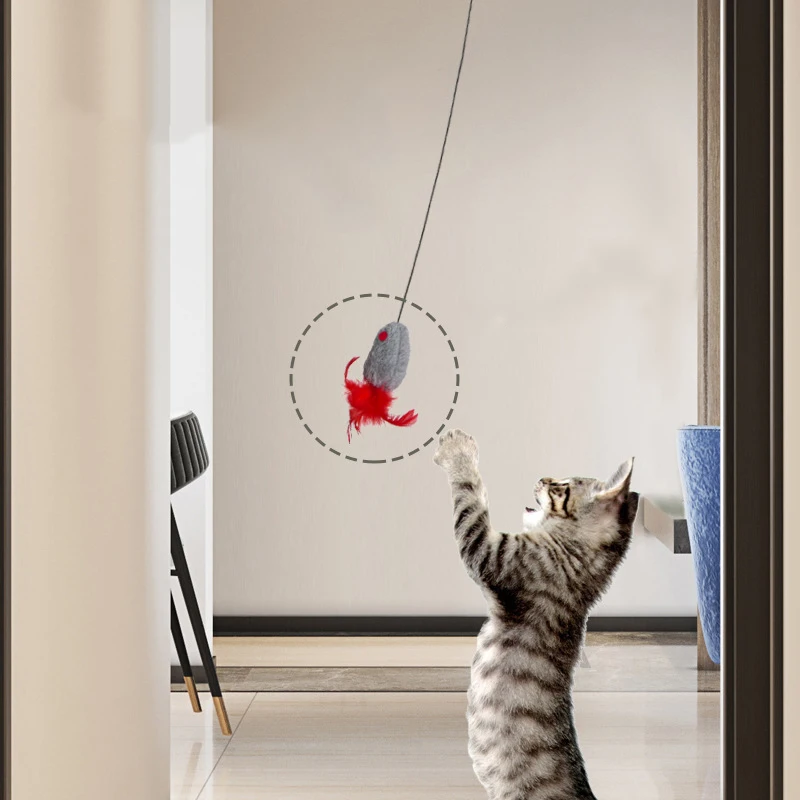 Interactive Door Hanging Cat Toy with Black Mouse Teaser - Entertain and Exercise Your Cat Toy for Indoor Cats Play Supplies