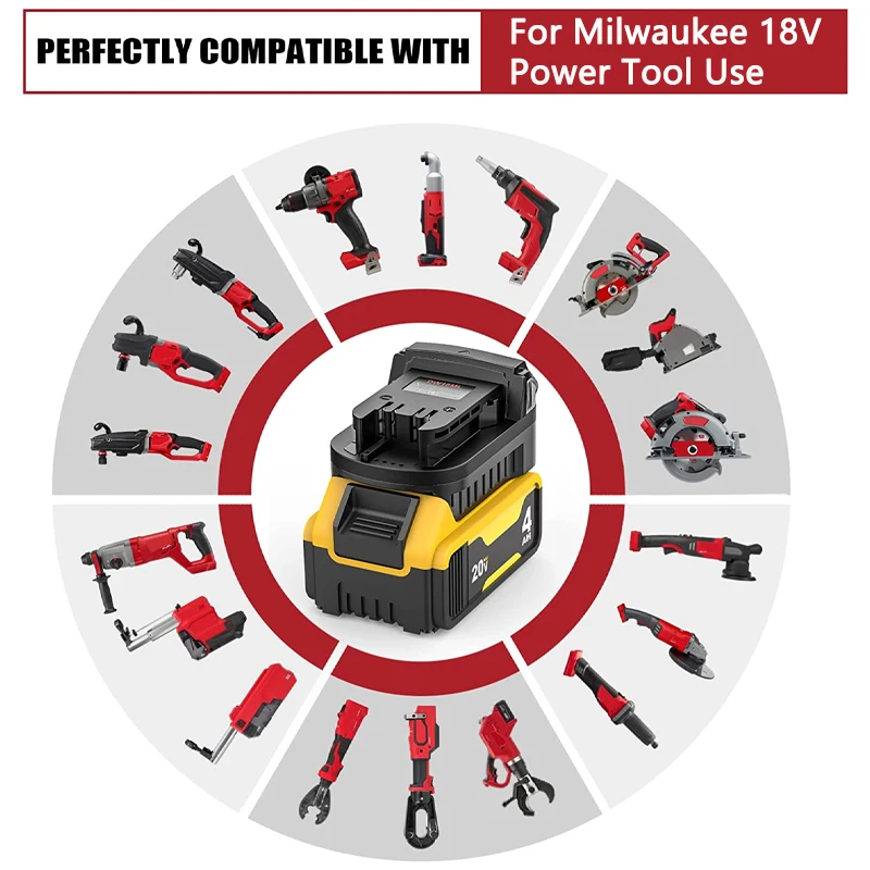 DW18ML Battery Adapter For Dewalt 18V/20V Max Li-ion Battery Adapter Convert To for Milwaukee 18V Power Tool Use