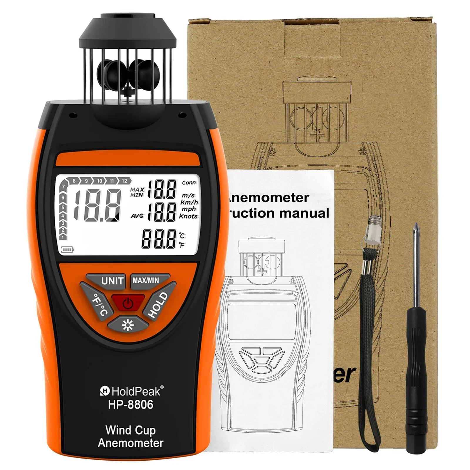 

HoldPeak 8806 Анемометр скорости ветра 0,7-42 м/с