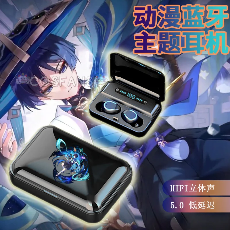 

Anime Genshin Impact Headphone Cool Wanderer Customized Bluetooth 5.0 Headset Cosplay Active Noise Cancellation Earbuds