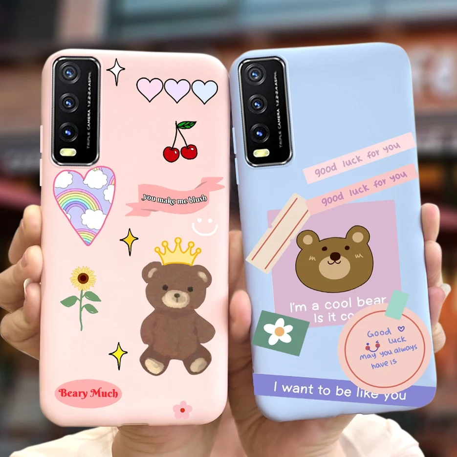 For Vivo Y20 Y20i Y20s Y20a Y20g Y20t Case Cute Bear Cartoon Cover Soft Silicone Phone Case For Vivo Y12s Y11s Y12a Coque Bumper