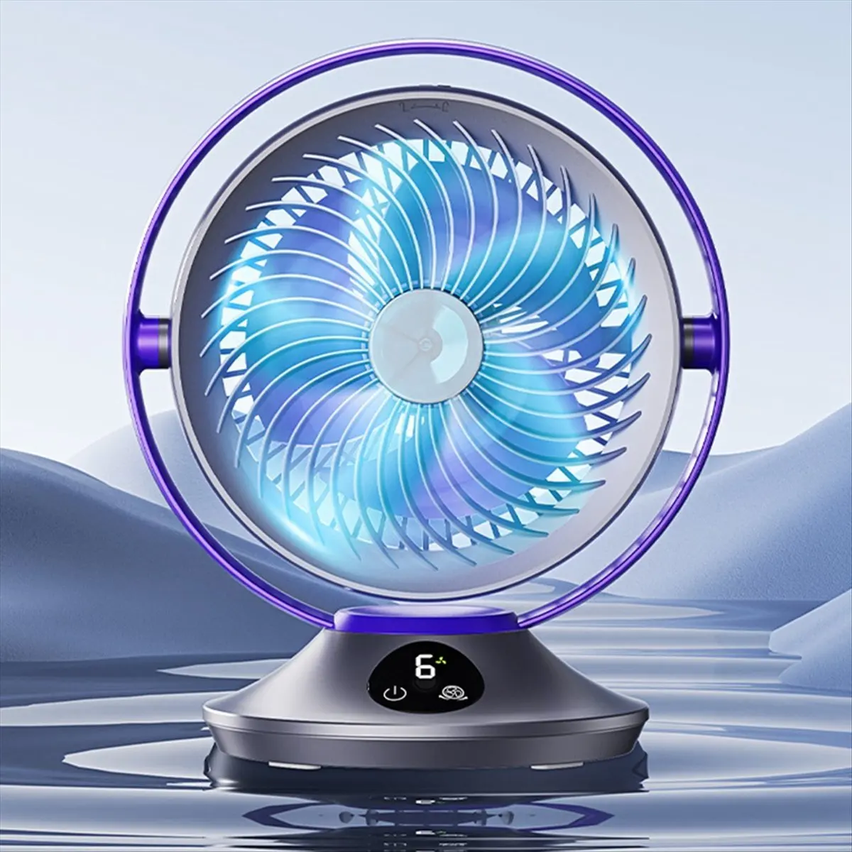 

FSLH 3000mah Rechargeable Desk Fan,Portable Table Air Circulator Fan for Whole Room- 6 Speeds,360° Tilt,90° Oscillation Beige