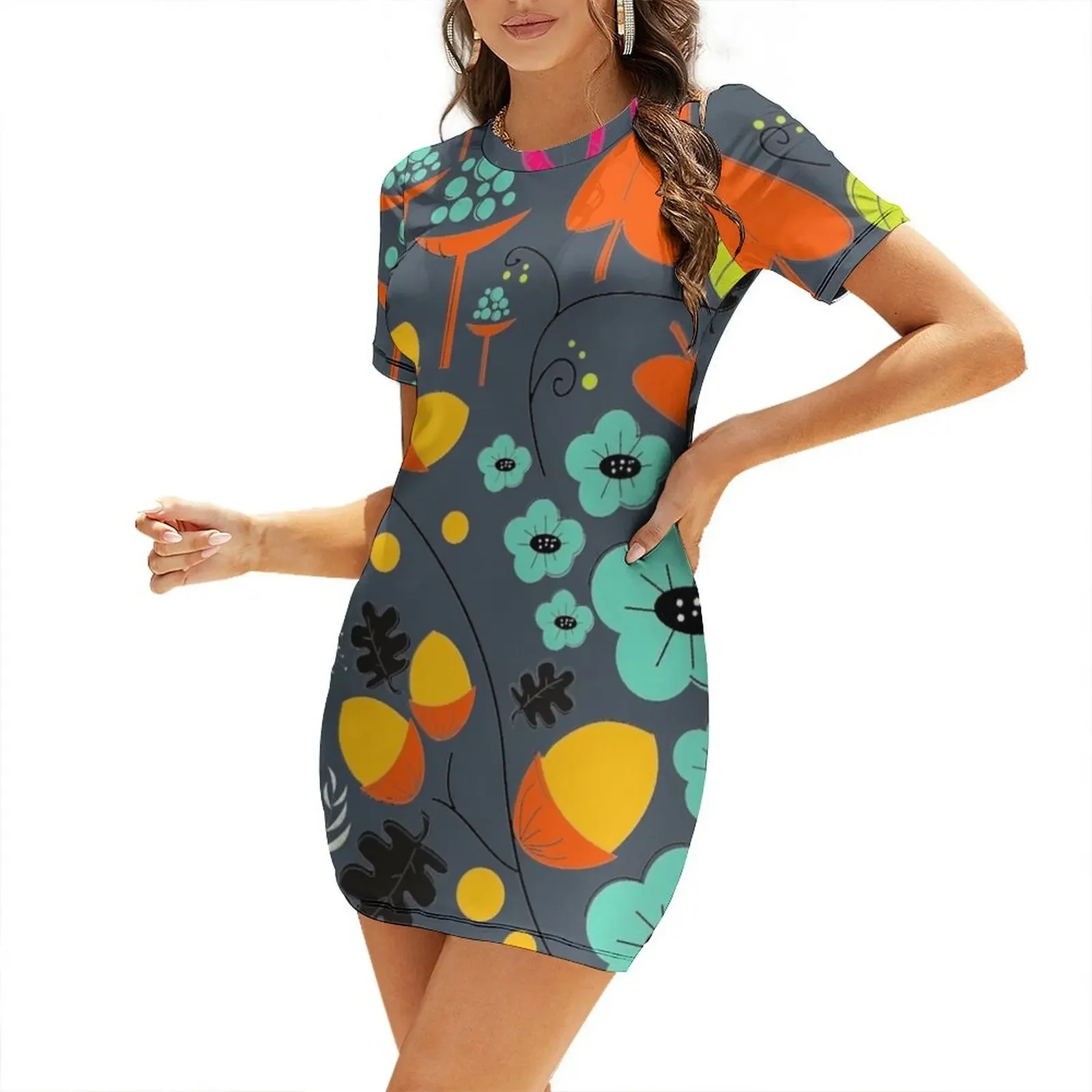 

Retro Florals Short-Sleeved Dress dresses summer woman 2025 dress party night Woman fashion luxury evening dresses 2025 Dress