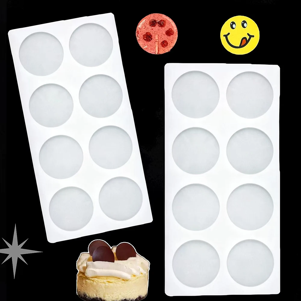 قالب سيليكون أسطواني ذو 8 تجويف، يستخدم لخبز كعكة موس والحلوى والشوكولاتة والبسكويت والكعك