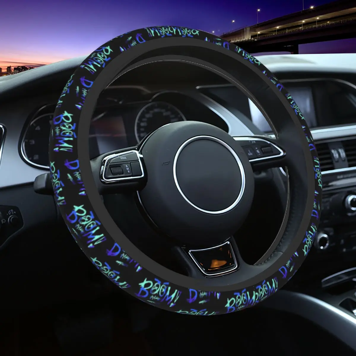 

38cm Steering Wheel Covers Arcane Jinx Graffiti Braid On The Steering Wheel Cover Auto Decoration Elastische Auto Accessories