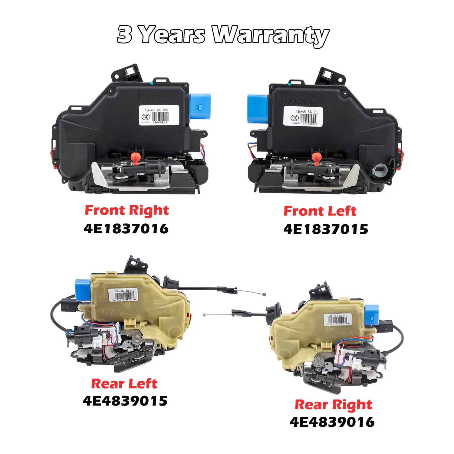 

4E1837015, 4E1837016, 4E4839015, 4E4839016 Привод замка передней и задней левой и правой двери для AUDI A3 8P, A8 D3 2002-2010