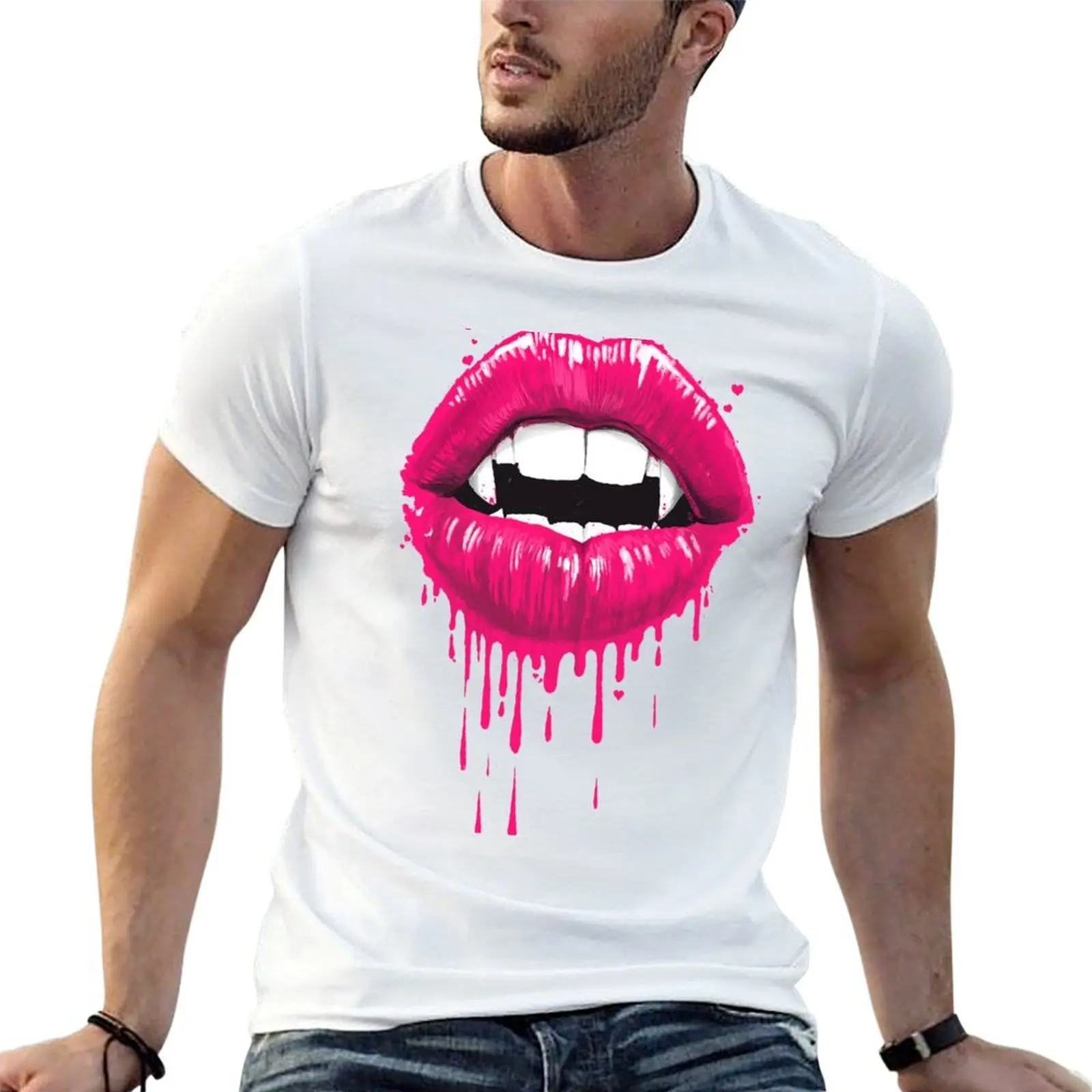 Vampire lips T-Shirt tees graphic t shirt vintage mens t shirts casual stylish