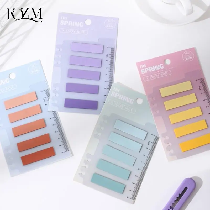 100 Sheets Color Transparent Waterproof Loose-leaf Label Sticky Notes Index Tab Strip School Office School Stationery Supplies