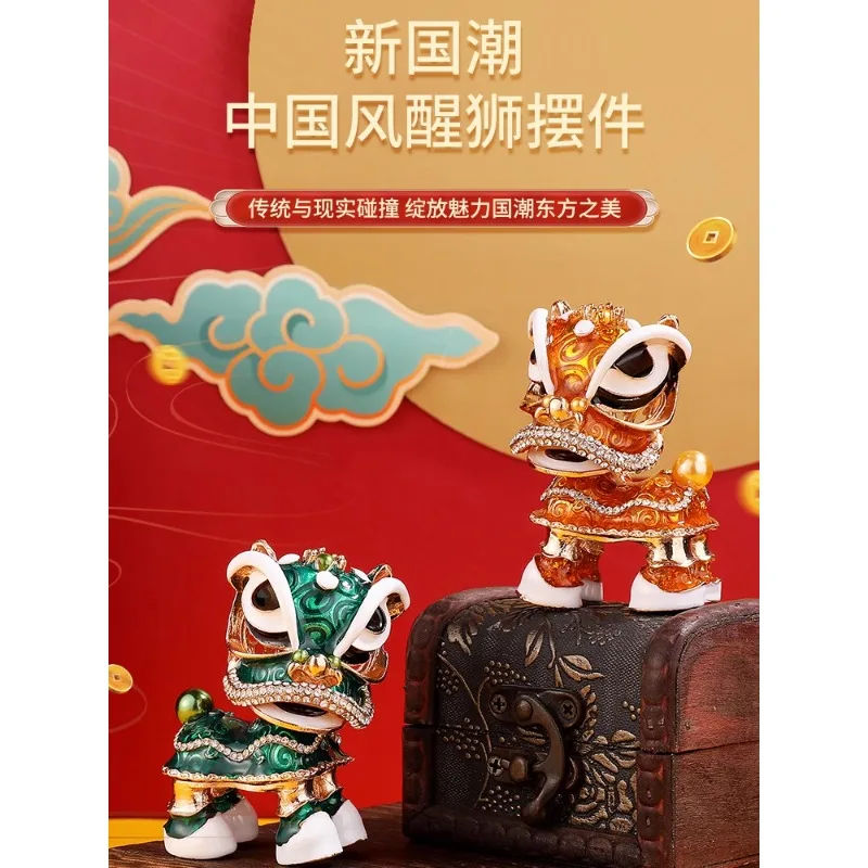 Lion Awakening Car Decoration Features Small Lion Head Metal Lion Dance Decoration