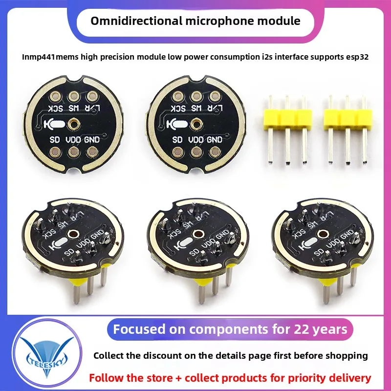 1PCS INMP441 Omnidirectional Microphone Module I2S Interface Low Power MEMS High Precision Digital Output Sensor Module