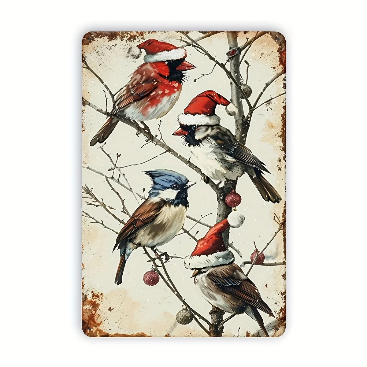 Christmas Bird Foil Stamping Art, Festive Iron Wall Decor, Garden & Balcony Holiday Decoration,   - Pack of 1