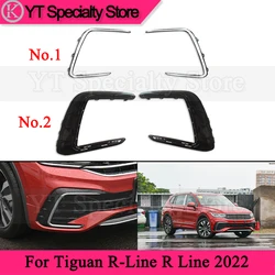 Kamshing Front Bumper Foglight Grille Surrounding Cover For Tiguan R-Line R Line 2022 Front Fog Lamp Grille Chrome Trim Strip