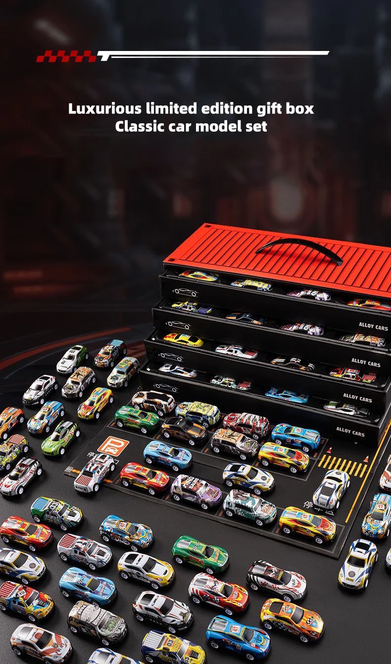 Geschenkbox-Version: 48-teiliges Legierungsauto-Set, Kinderspielzeugauto, Blechauto, Rennmodell, Klassisches Automodell, Weihnachtsgeschenk – Detail 6