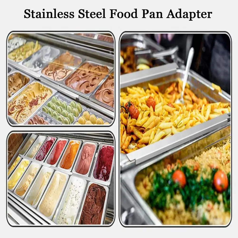 Heavy Duty Pan Divider 4pcs Stainless Steel Steam Table Adapter Bars Grade Food Pan Dividers Metal Food Prep for Restaurants