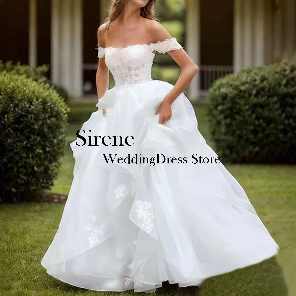 Sirene Elegant Long White Wedding Dresses Back Zipper Floor-Length A-Line Brides Dress Tailor-Made Women Vestidos De Novias 2024