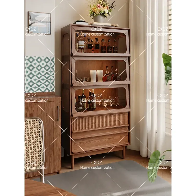 Solid Wood Display Cabinet Living Room TV Sideboard Dining Wine Storage Sofa Bookcase Figure Showcase Home Furniture