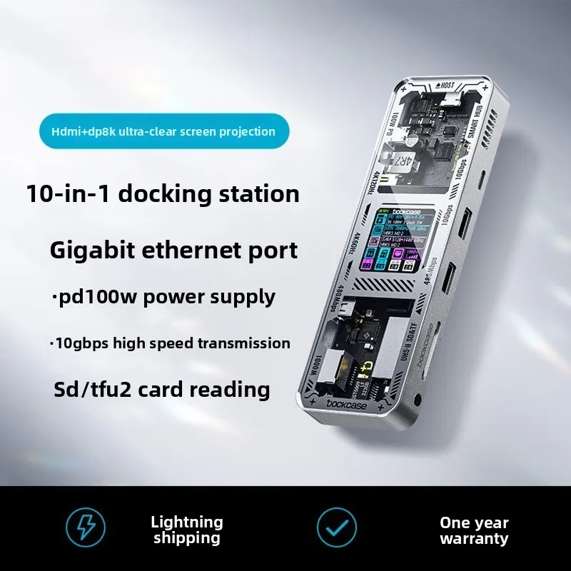 -in-1 U2 card slot Gigabit network port USB3.2 desktop docking station HDMI converter 8K screen projection suitable for macbook
