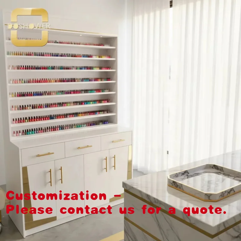 

Customize.Hot Sale Wood Nail Polish Display Rack with Ample Storage Space Nail Art Bedroom Spa Tools-Salon Furnit