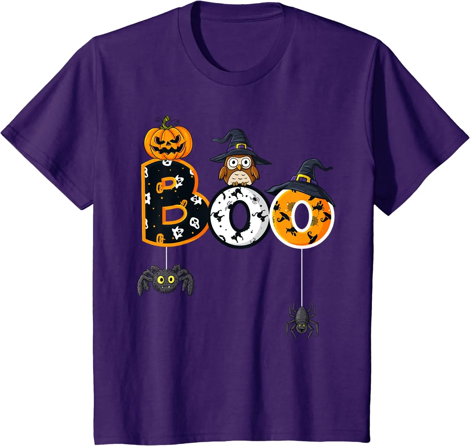 Halloweenowa Boo sowa z kapelusz wiedźmy pająkami chłopcy dziewczynki dzieci t-shirt codzienna krótka bawełna cztery pory roku koszulki świąteczne