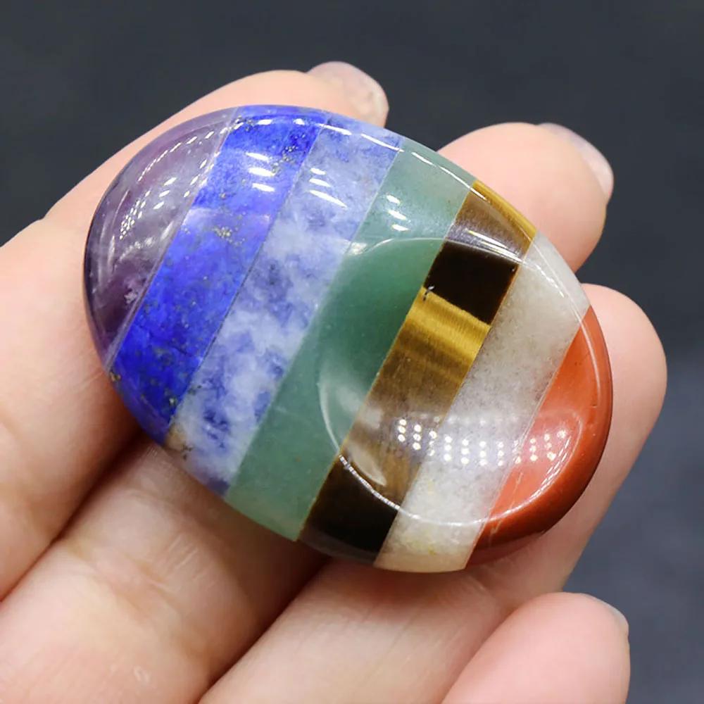 Worry Stones for Anxiety 7 Chakra Thumb Oval  Crystals Healing Stones Natural Palm Stone Stress Relief Gifts for Women Men