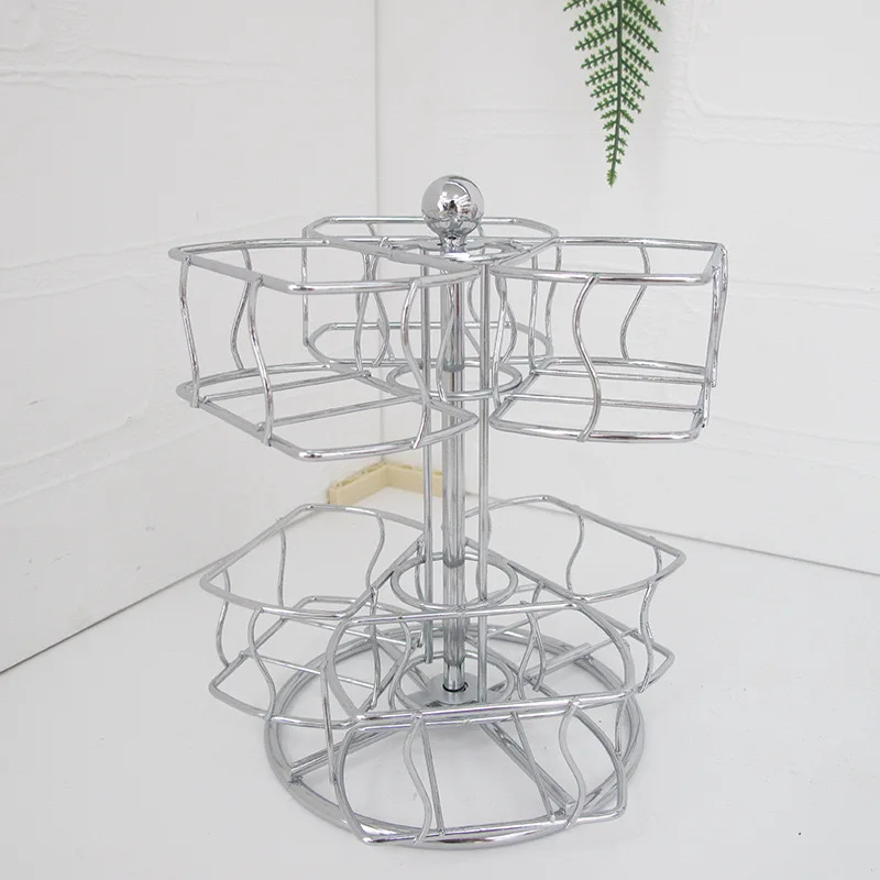 

DSA double-layer tea bag storage rack rotatable pantry desktop storage rack coffee bag tea bag rack free of punching