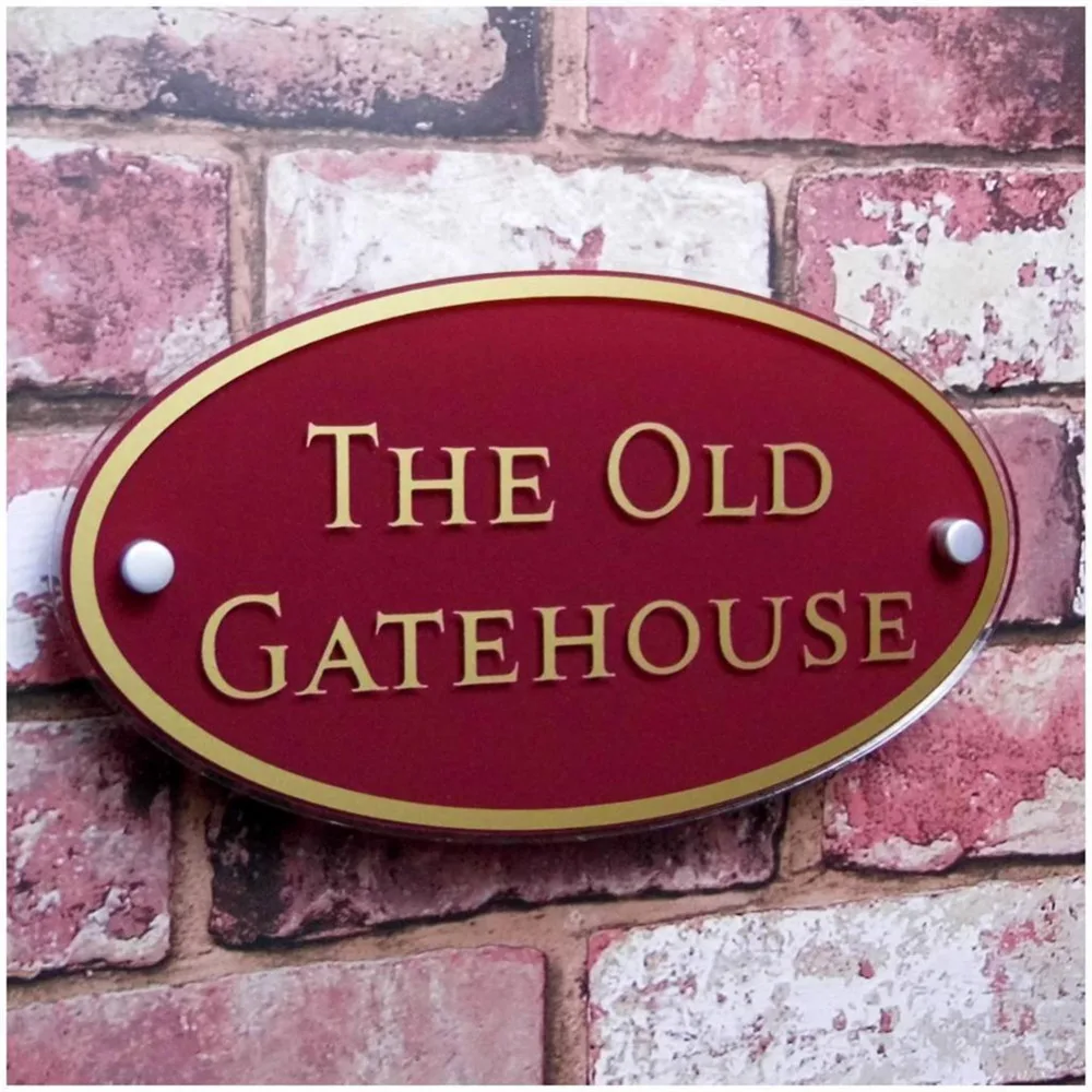 Oval Shape House Signs Apartment Plaques Acrylic with Vinyl Stickers Customized Door Plates Plaques Sign Plates
